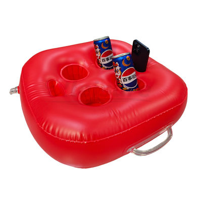 Outdoor Red Inflatable Spa Bar Hot Tub Tray 6 Holes PVC Floating Drink Tray Wine Holder Plastic Handles-Pool Tools Accessories