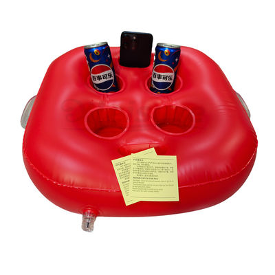 Outdoor Red Inflatable Spa Bar Hot Tub Tray 6 Holes PVC Floating Drink Tray Wine Holder Plastic Handles-Pool Tools Accessories